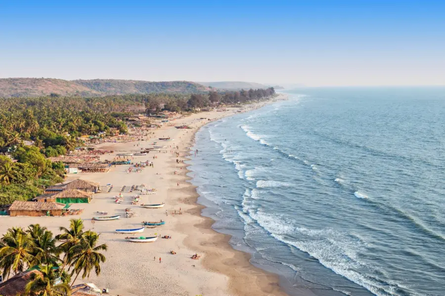 Avila Reizen India Beauty Arambol beach aerial view landscape Goa state in India
