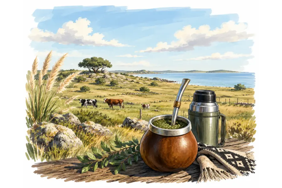 Uruguay illustratie landschap met Mate