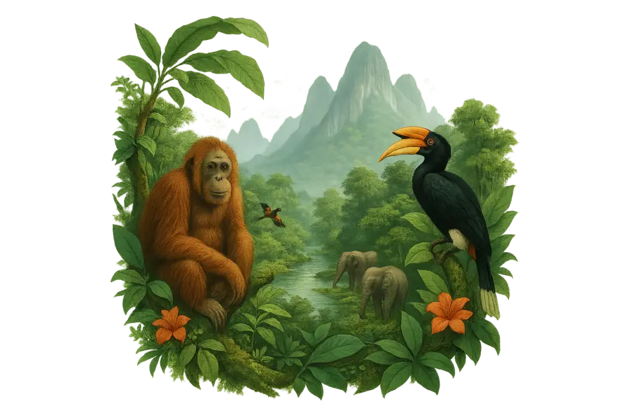 Avila Reizen Borneo Illustratie