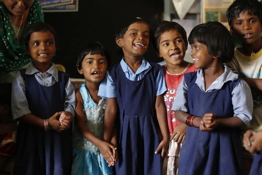 Kinderen op school in India