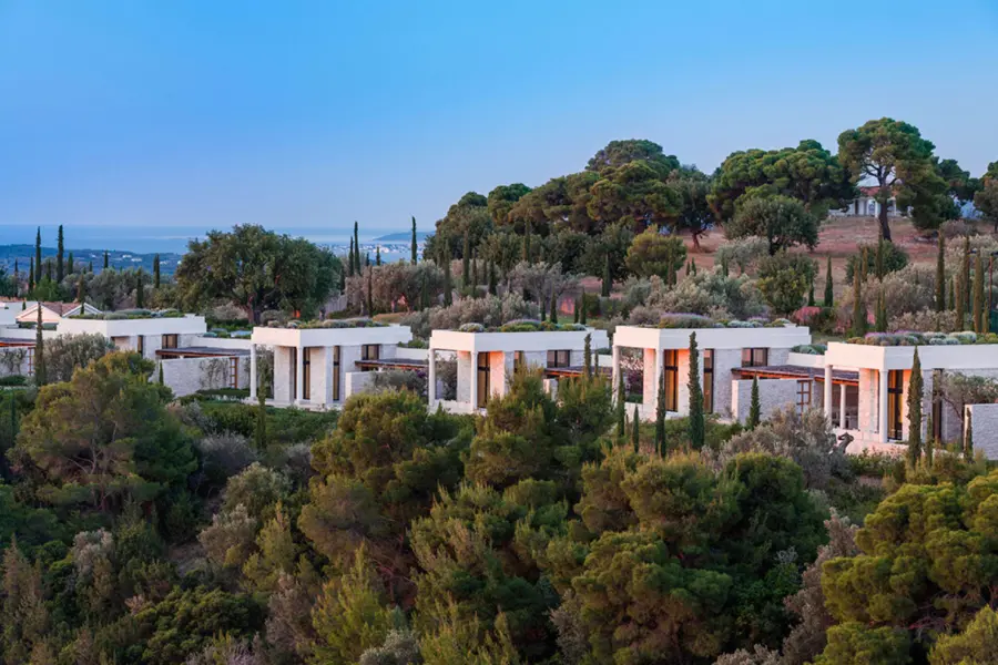 Amanzoe pavilions aerial view 1200x800