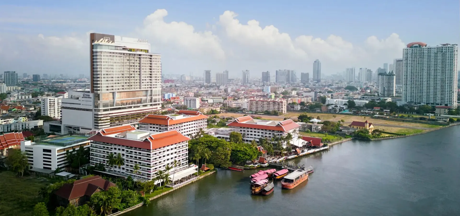 Anantara riverside bangkok aerial shot exterior
