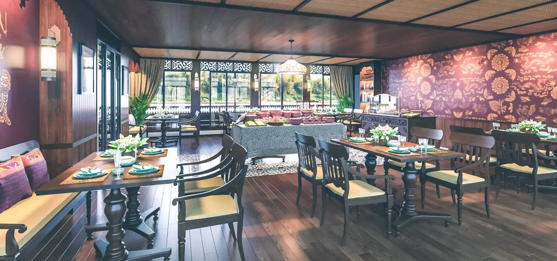 Heritage line laos upper mekong ship anouvong restaurant scaled