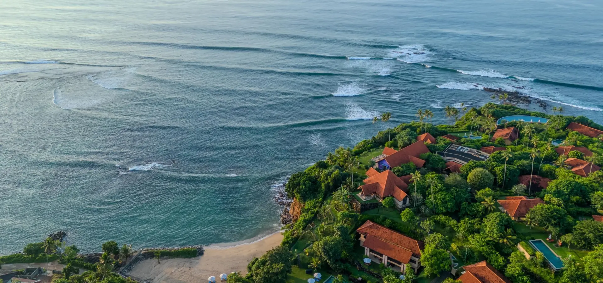 Cape weligama cove beach birdseye