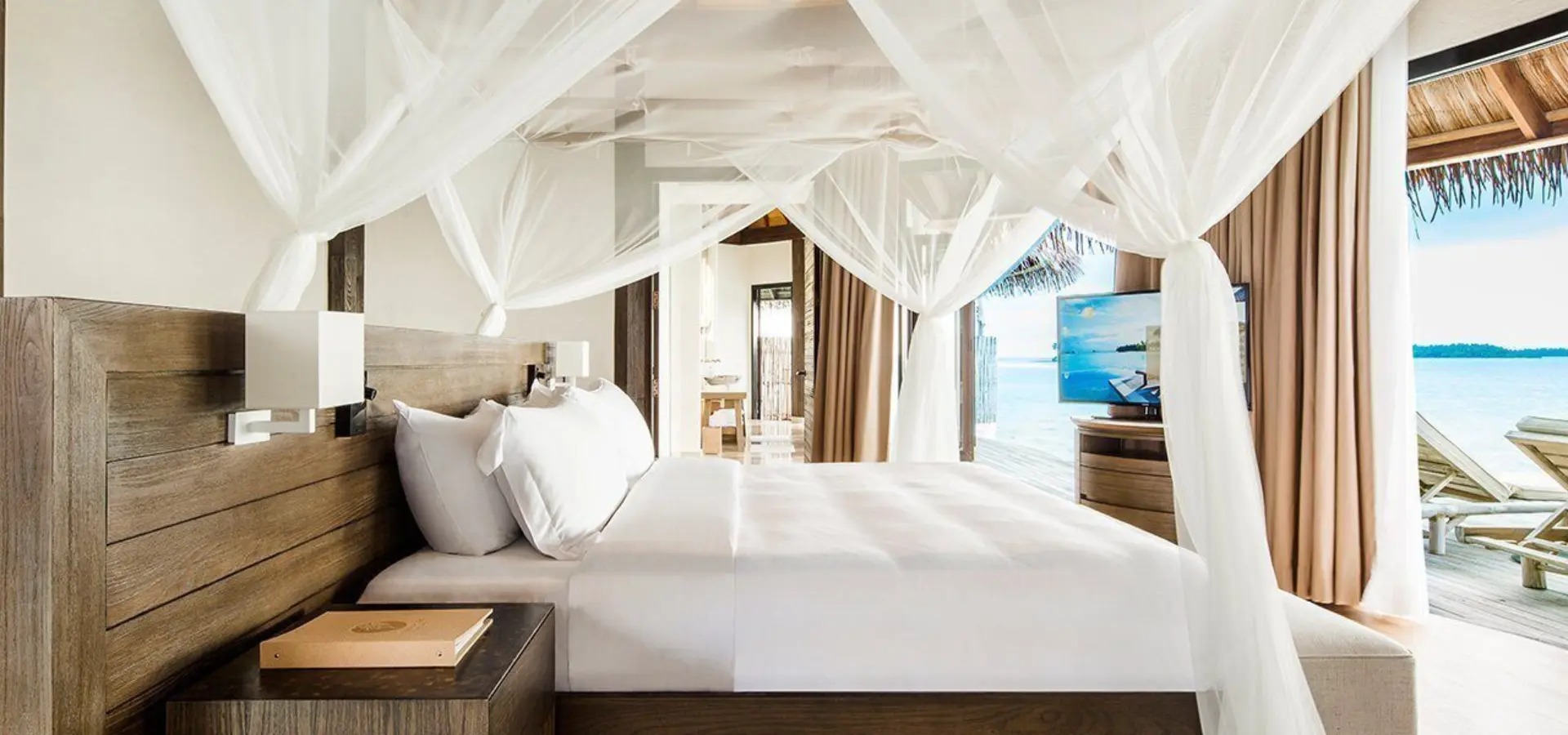 Overwater villa bedroom