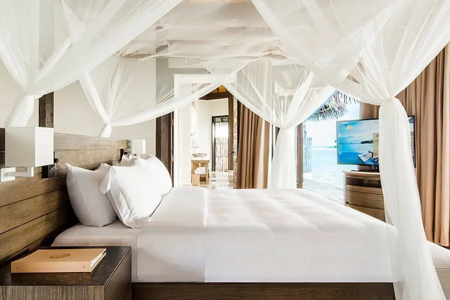 Overwater villa bedroom