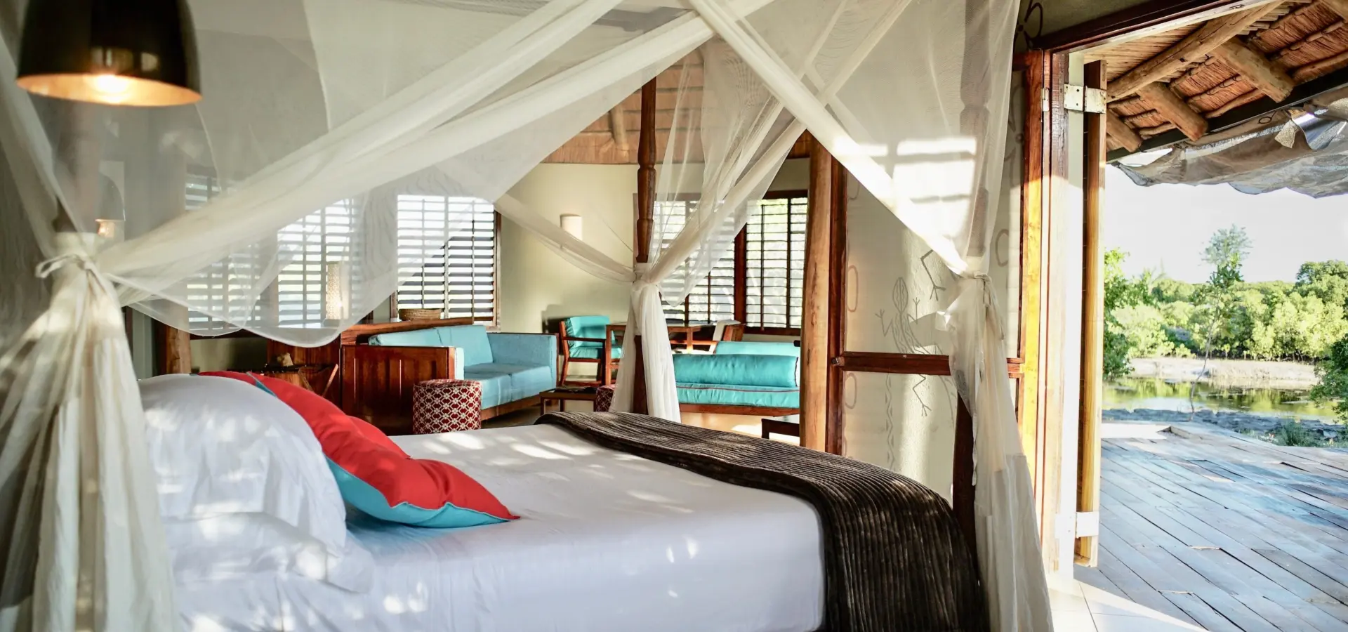 Lagoon villa facing out on to deck