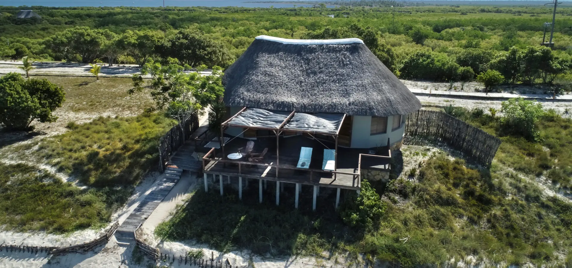 Aerial view of beach villa