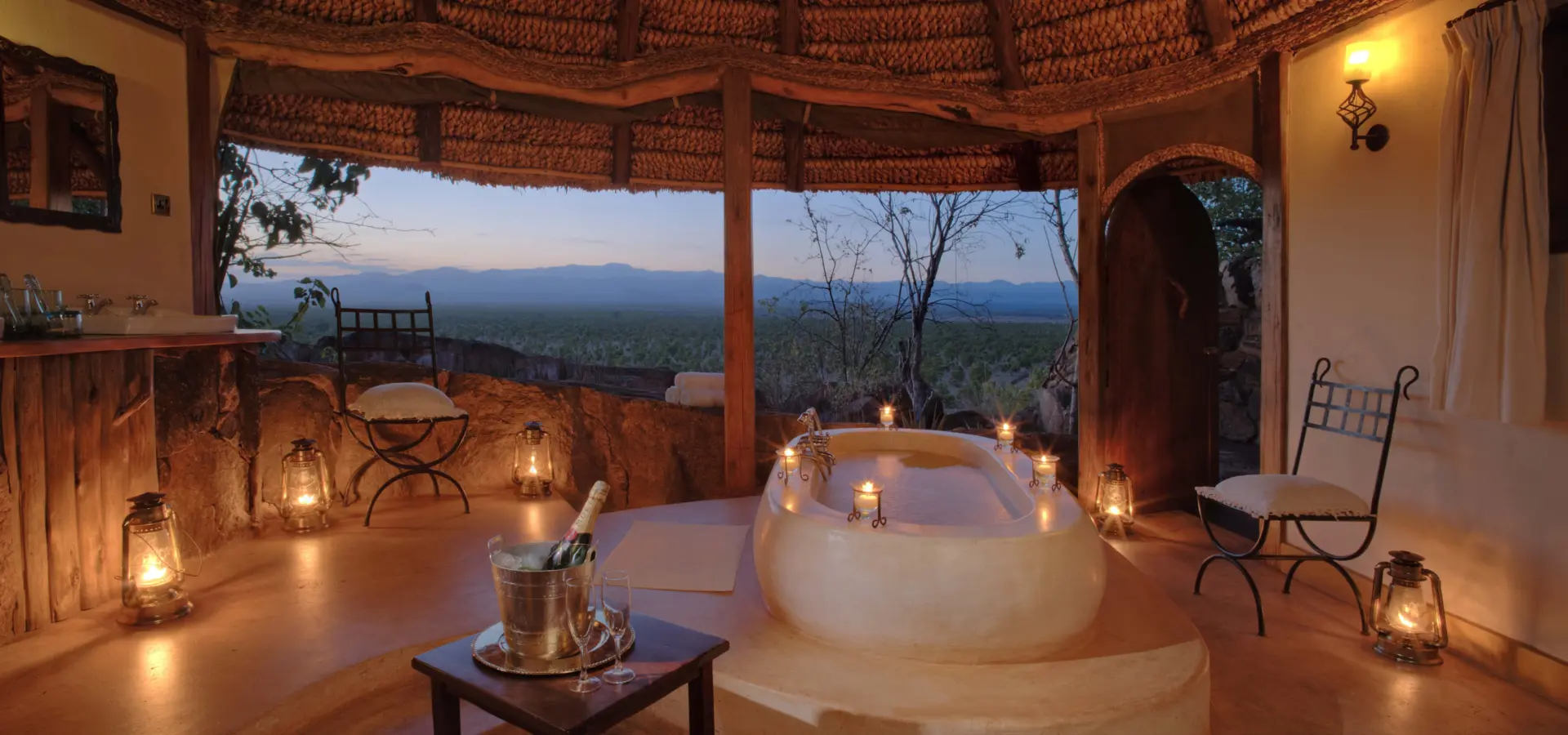 Elsas Private House Master Bathroom at Dusk