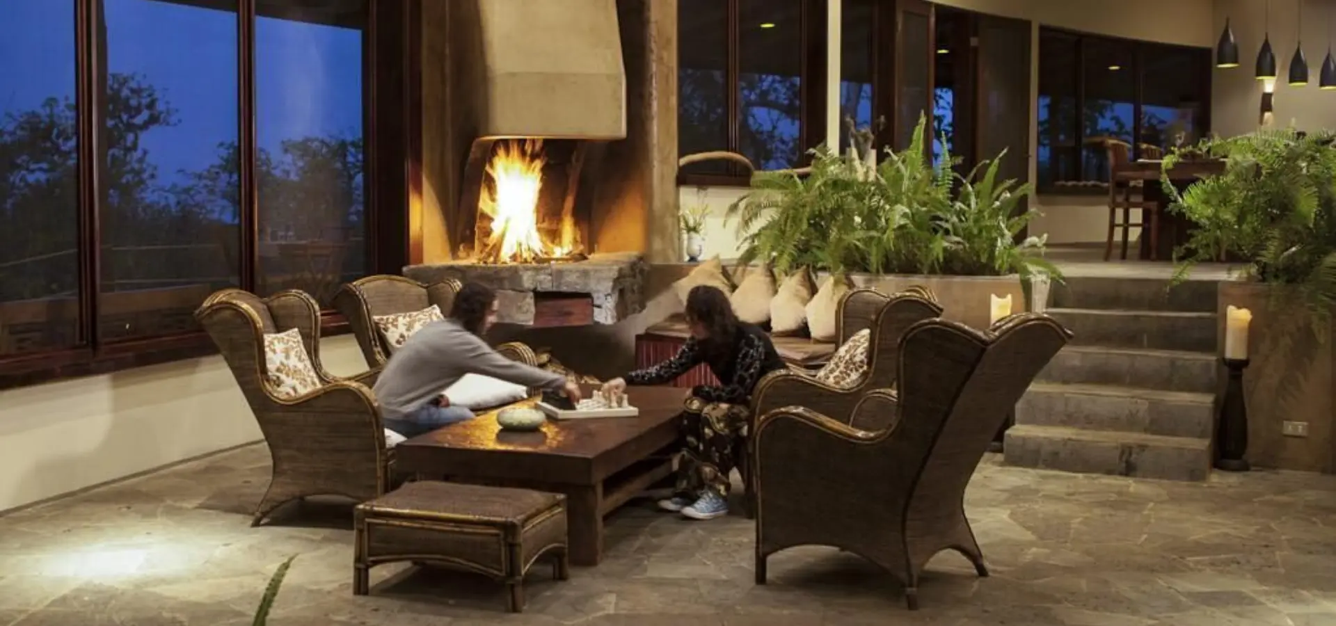 Lodge fireplace