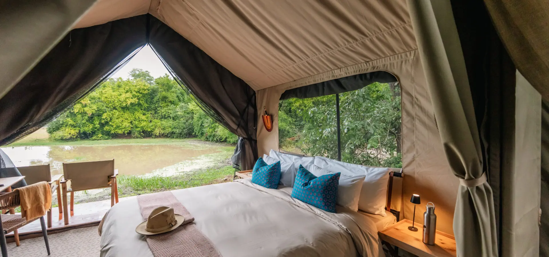 1751477532940 GORONGOSA SAFARIS Chicari Camp Safari Tent Interior and view 34