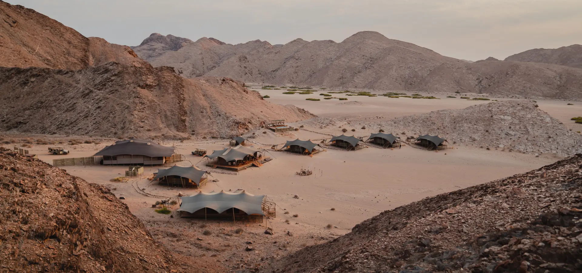 Hoanib valley camp aerial view
