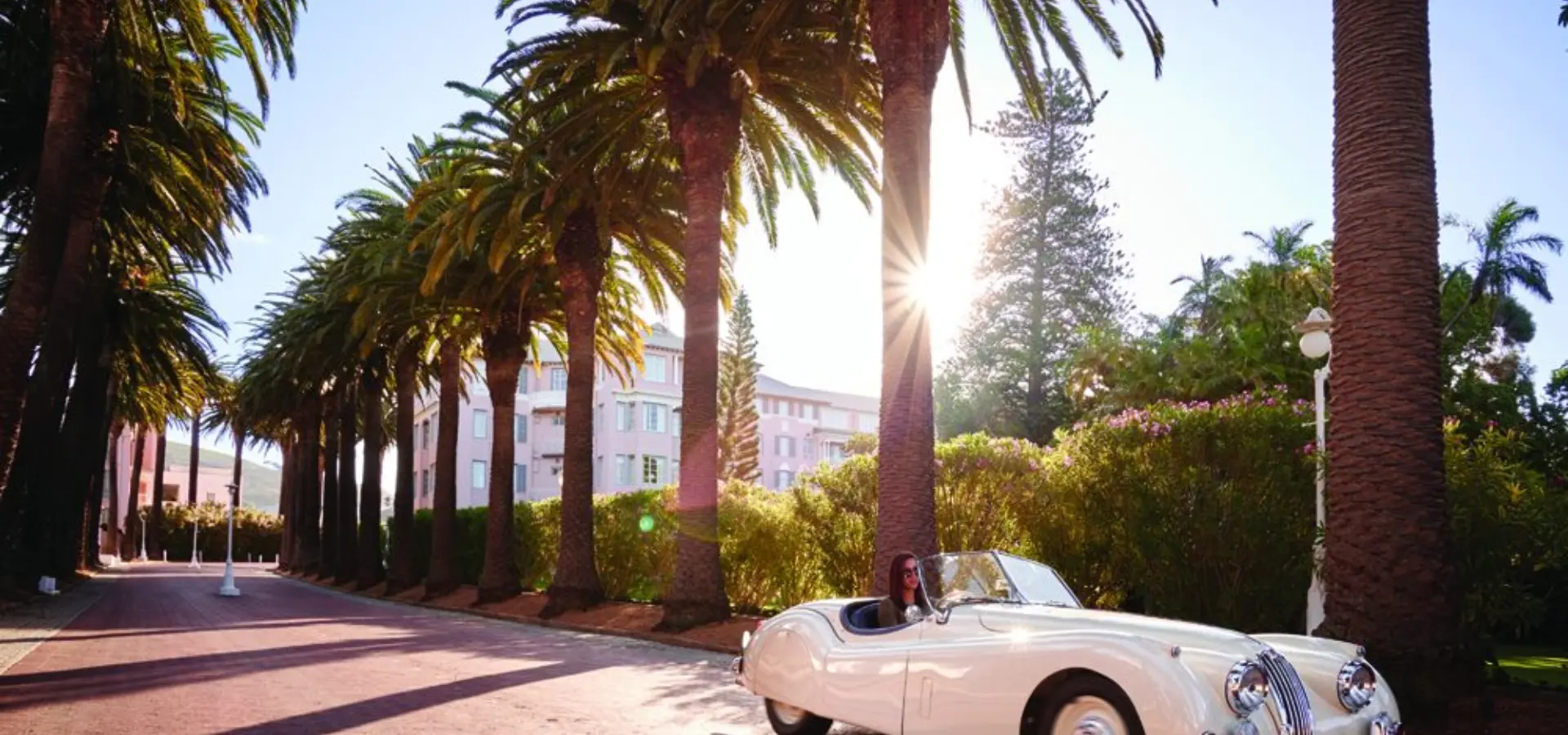 Driveway with classic car