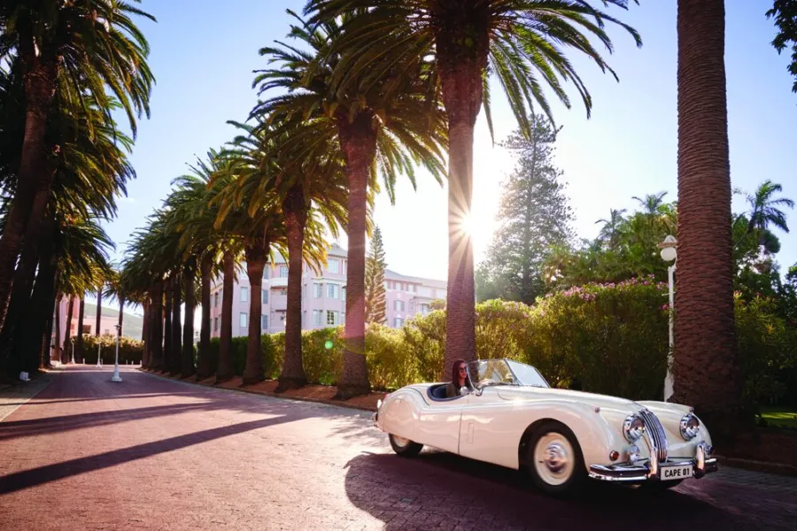 Driveway with classic car