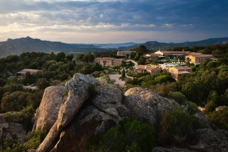Aerial view petra segreta resort and spa san pantaleo luxury stay sardinia