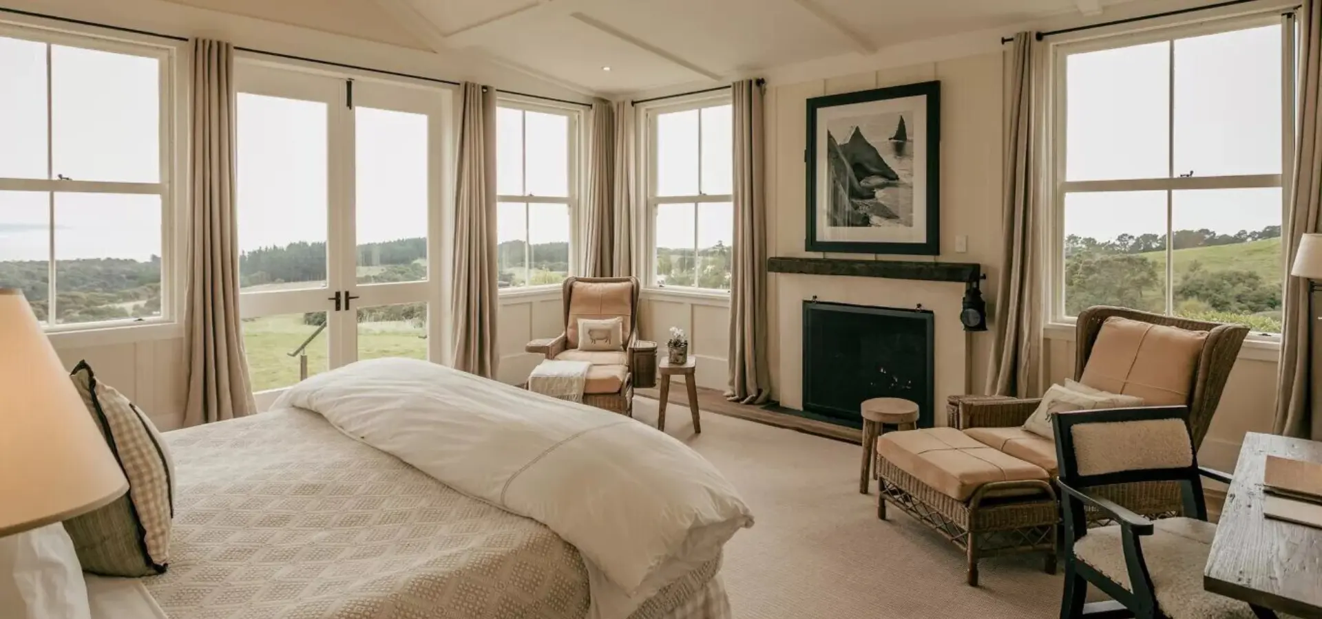 Rwnck accommodation cape kidnappers hawkesbay twobedroom suite master bedroom wide medium 4 3