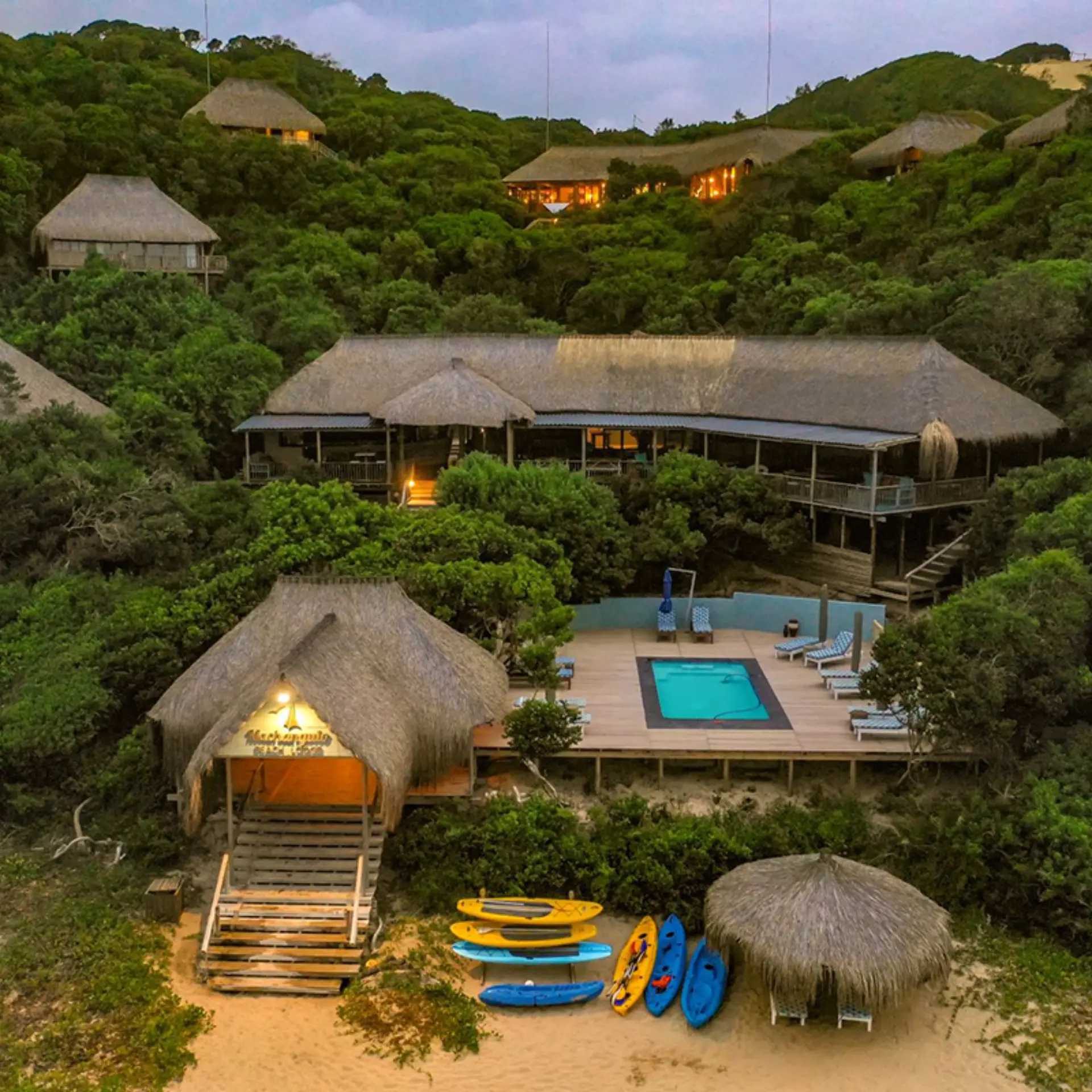 Machangulo beach lodge ariel view