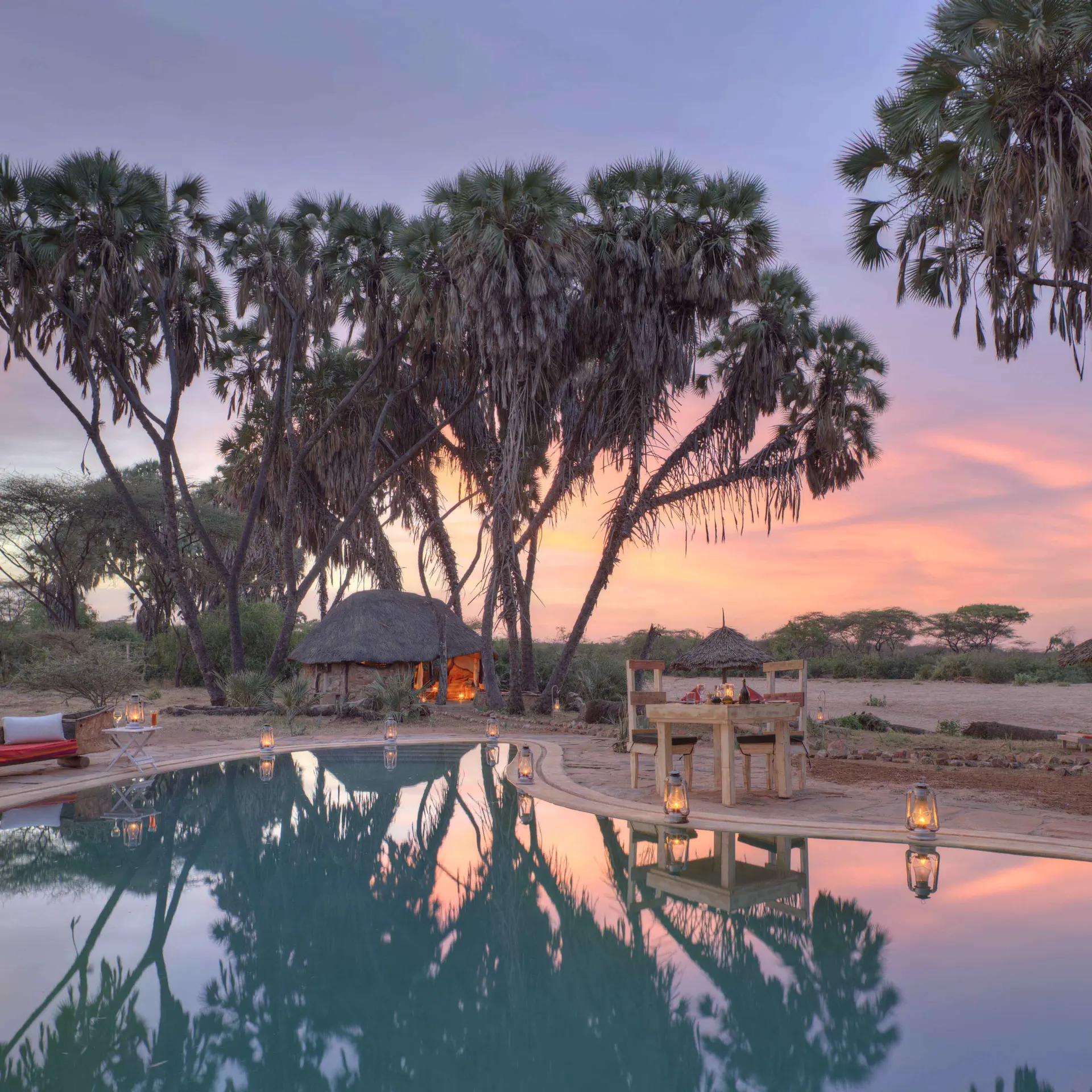 1741156232499 Stunning setting for a romantic pool dinner at Saruni Rhino