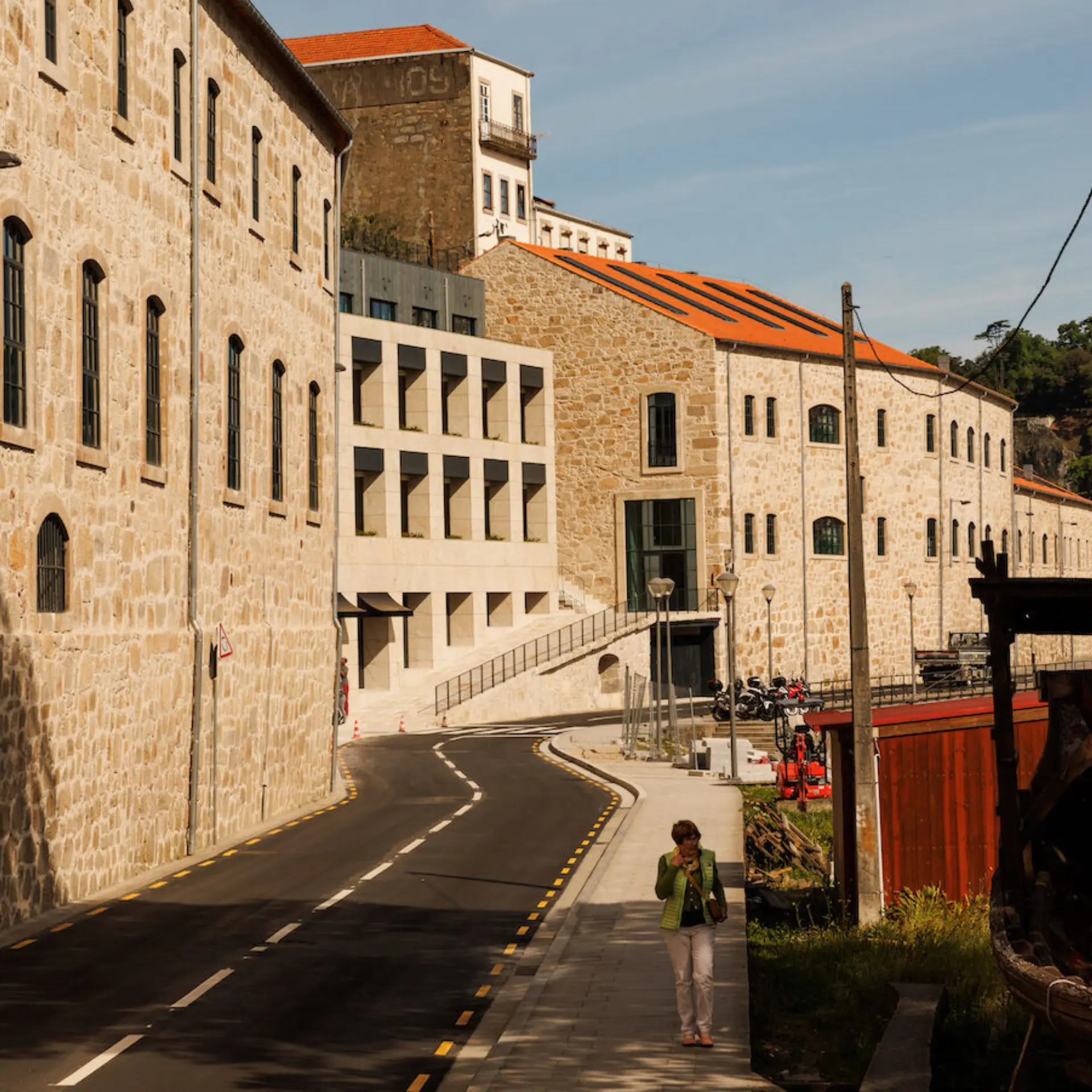 View down street to the hotel