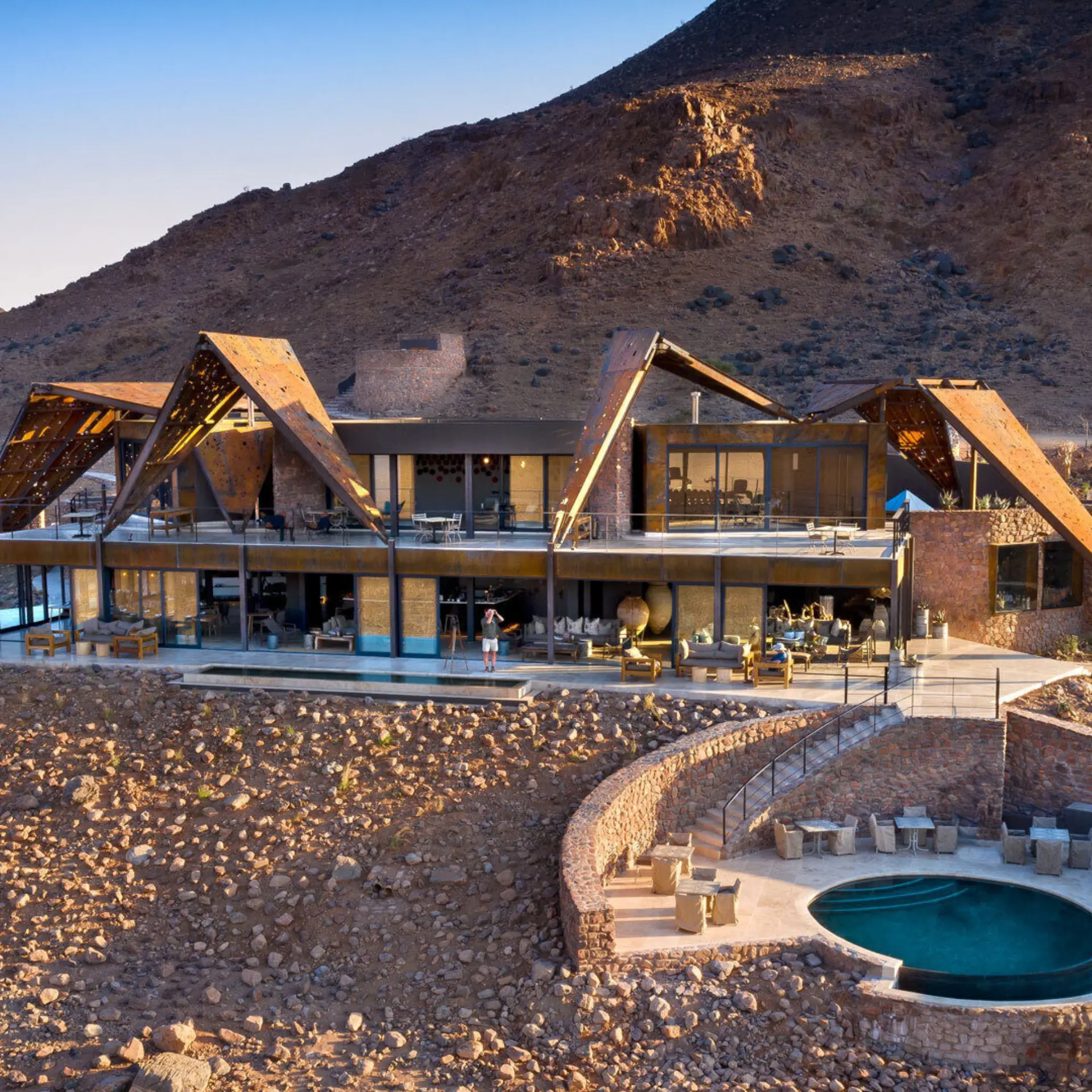Aerial view guest area andbeyond sossusvlei