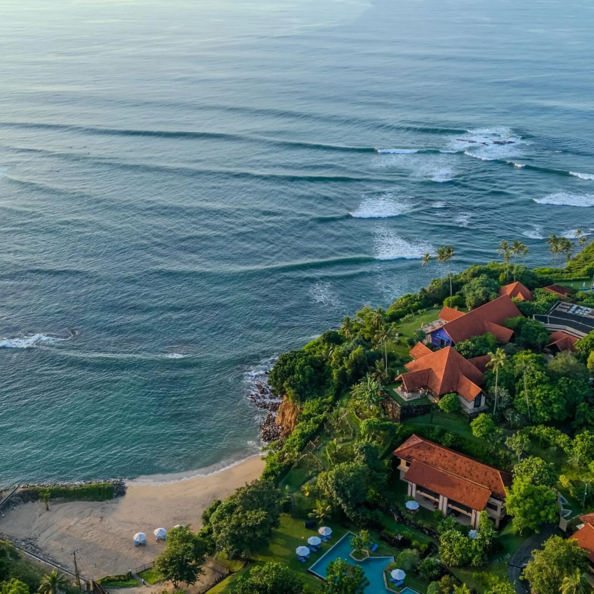 Cape weligama cove beach birdseye