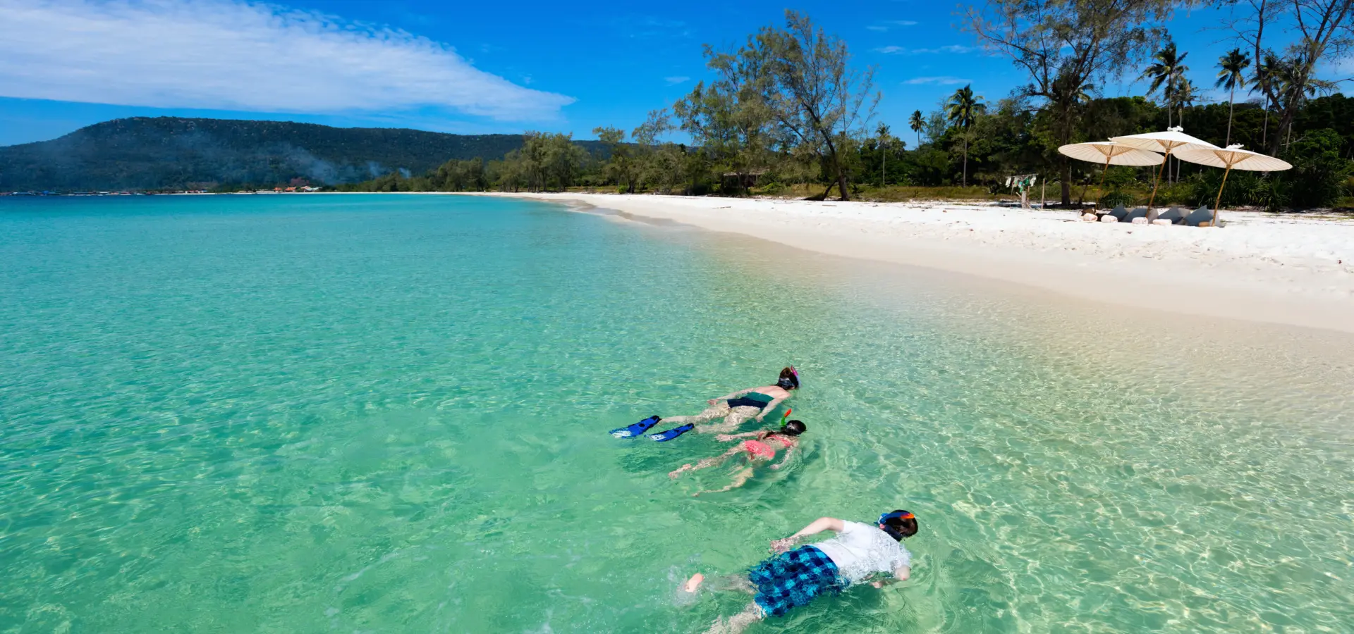 Guests family mother son daughter snorkeling private beach song saa private island 2017