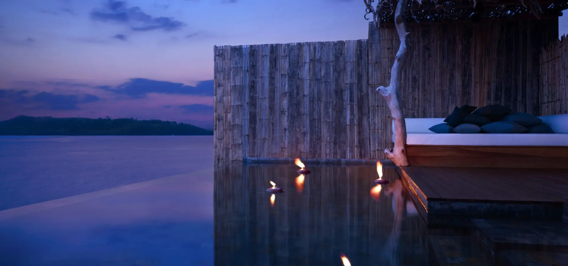 Sspi accommodation one bedroom overwater villa 5 at night