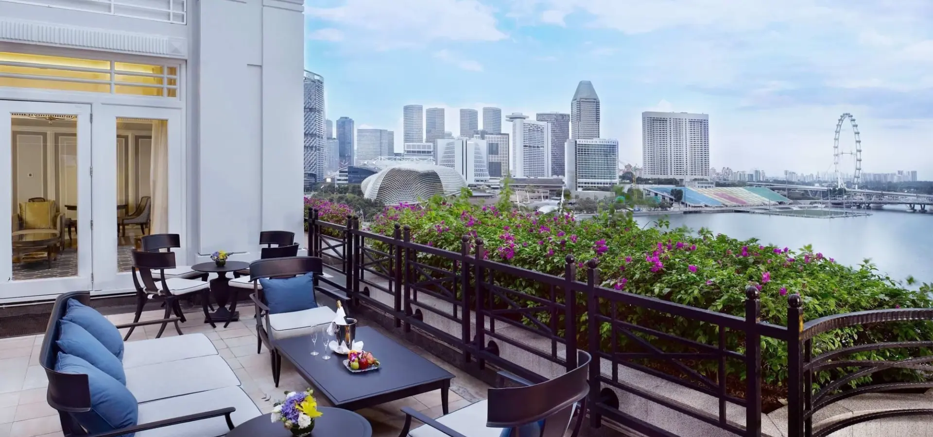 Fullerton suite balcony day champagne 4 min wide