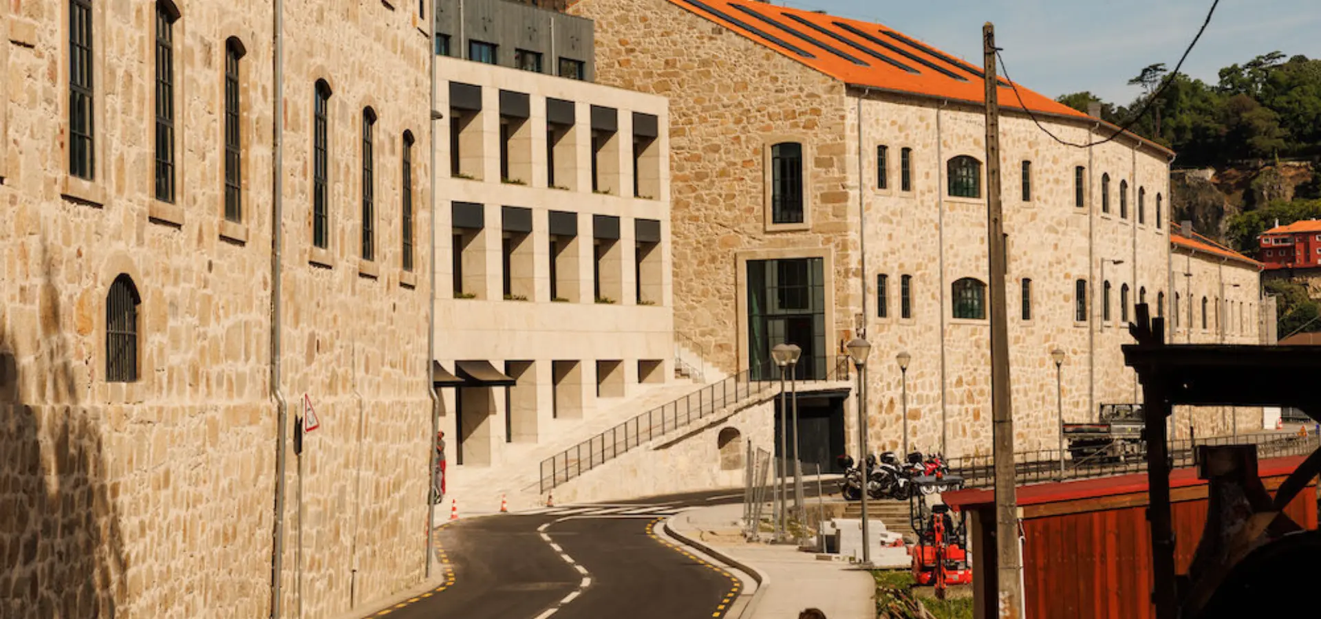 View down street to the hotel