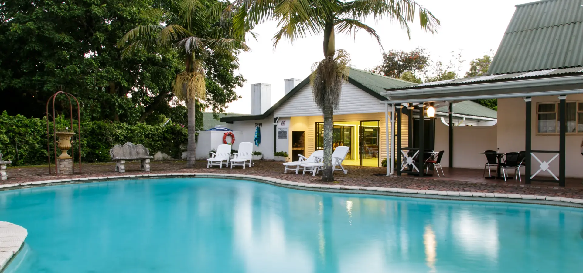 Swimming pool next to games room cafe bacchus hunters pub