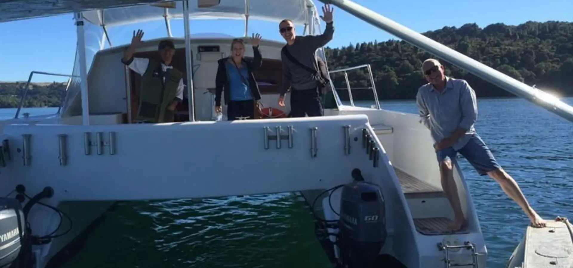 Docking next to boat on lake tarawera